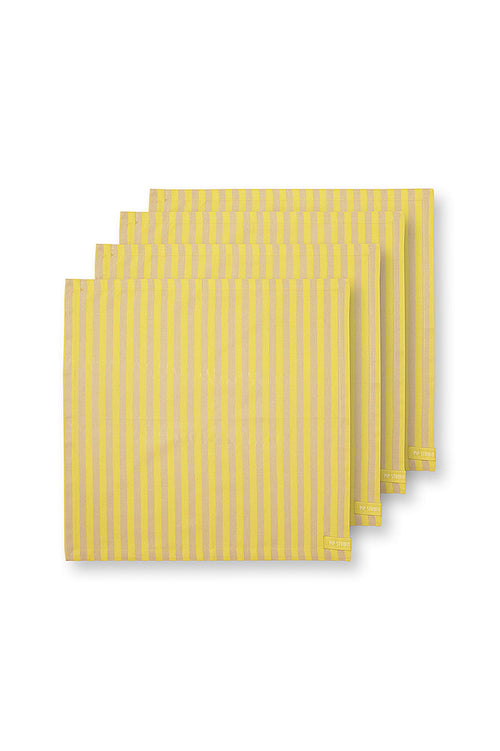 Pip Studio - Servetten Stripes - Geel - 40x40 cm - Set van 4