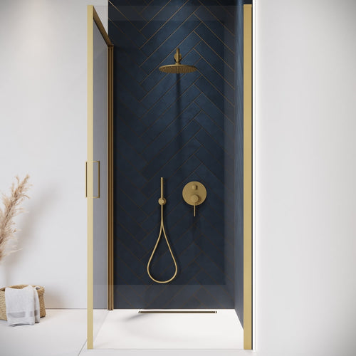 Badplaats Douchecabine Alava 80 x 80 x 190 cm – Goud – Douchewand met Draaideur