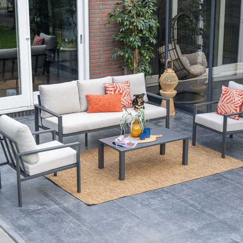 Garden Impressionsloungeset Durban 4-delig - donker grijs - desert sand