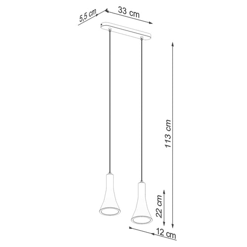 Sollux Lighting Hanglamp REA 2 beton - 34x12x113cm