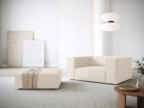 Cosmopolitan Design Poef Arendal chenille, lichtbeige - 80x102x40cm