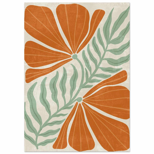Artfulprints Poster Boho – Orange florals   - A4 21x29.7 cm - Oranje