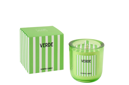 J-Line geurkaars Verde - Spring Ivy & Neroli - glas - groen - small