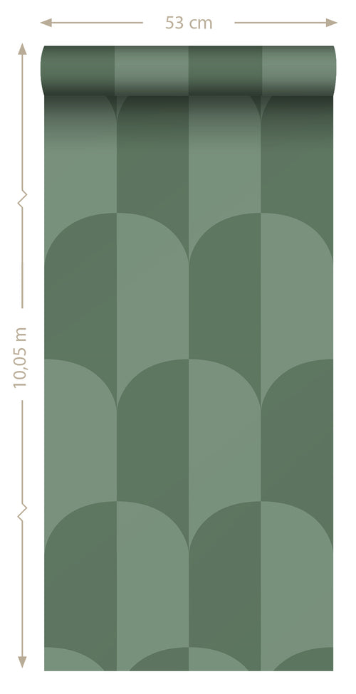 ESTAhome behang art deco bogen vergrijsd zeegroen - 53 cm x 10.05 m - 139995 - vtwonen shop