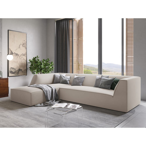 Cosmopolitan Design - Modulaire hoekbank links Siena 4-zits, flueel beige - 180x273x69cm