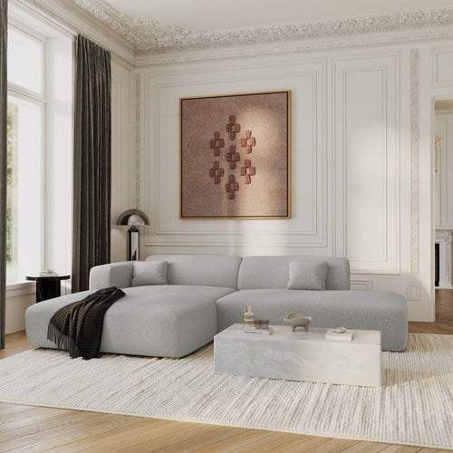 Sia Home - Open hoekbank links MYRA - kruisweefsel lichtgrijs 300cm