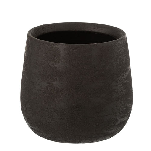 J-Line bloempot Oneffen - keramiek - zwart - medium - Ø 19 cm