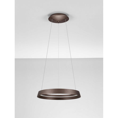 Nova Luce ORMI Geïntegreerde LED-hanglamp, geborsteld koffiekleurig, Triac dimbaar, 38W, 2564lm, 2700-3000-4000K kleurtemperatuur.