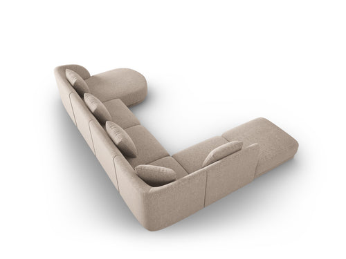 Cosmopolitan Design Panoramische hoekbank links Tulum 6-zits, chenille, beige - 255x330x70cm