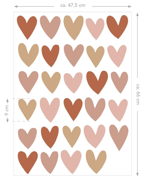 ESTAhome muursticker hartjes terracotta, roze en beige - 47.5 x 66 cm - 156112 - vtwonen shop