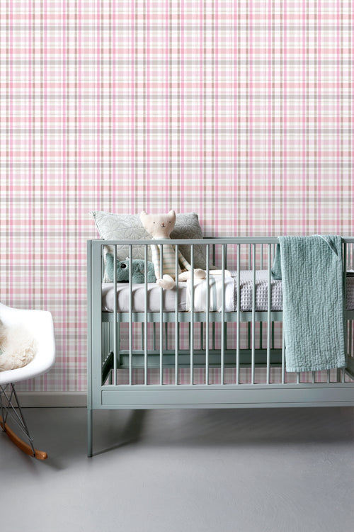 ESTAhome behang ruiten licht roze - 53 cm x 10.05 m - 138824