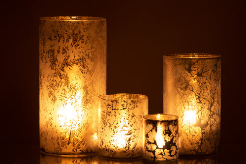 J-Line theelichthouder Rond - glas - sneeuwblauw - extra large - vtwonen shop