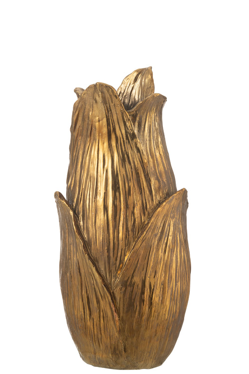 J-Line vaas Nebu Bloemblad - keramiek - goud - small - 51.5 cm hoog