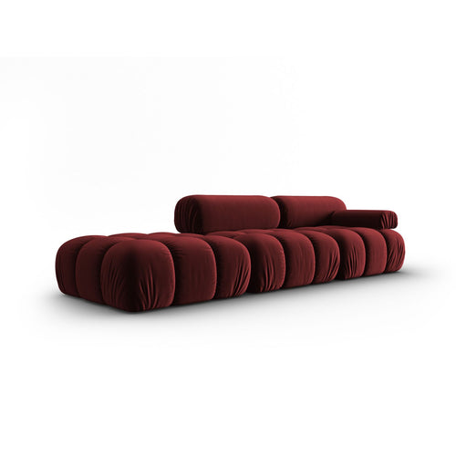 Cosmopolitan Design - Rechte modulaire bank Cortina 4-zits, flueel rood - 94x282x70cm