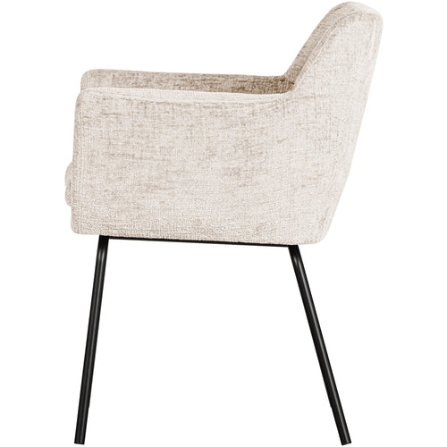 WOOOD eetkamerstoelen Kam - Polyester - Off White - Set van 6