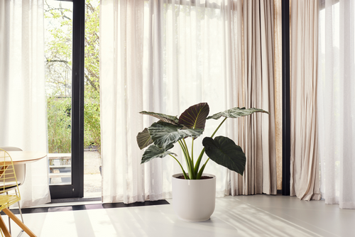 elho vibes fold rond 40 linnen wit | Bloempot | Modern decoratief ribpatroon