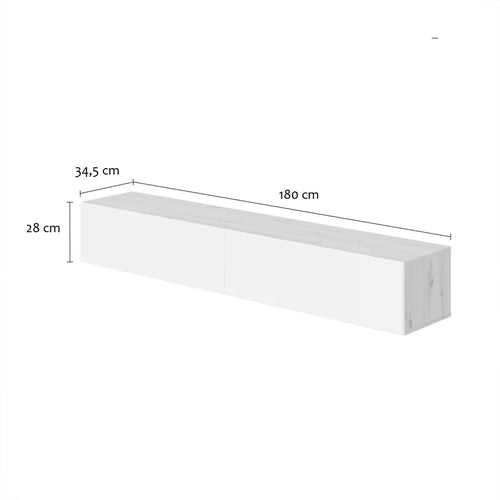 KAWAY Hangend meubel met 2 kleppen - Glanzend wit - 34,5x180x28 cm