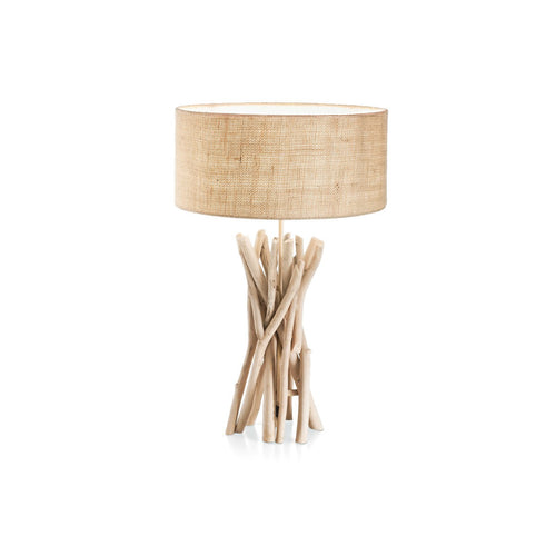 Ideal Lux Driftwood - 1 Light Tafellamp Bruin, Beige met Kap, E27