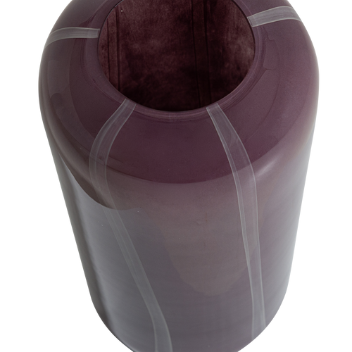 WOOOD vaas Arles - Glas - Paars Met Streep Naturel - 40x20x20