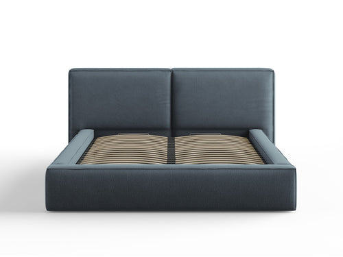 Cosmopolitan Design Opbergbed met dubbel hoofdbord Arendal 160x200cm, structurele stof, blauw - 228x214x97.5cm