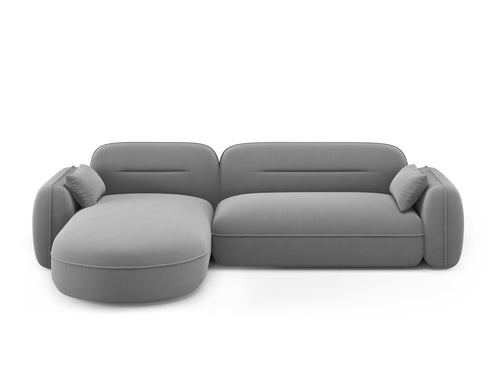 Cosmopolitan Design Modulaire hoekbank links Sydney 4-zits, flueel, lichtgrijs - 165x275x70cm