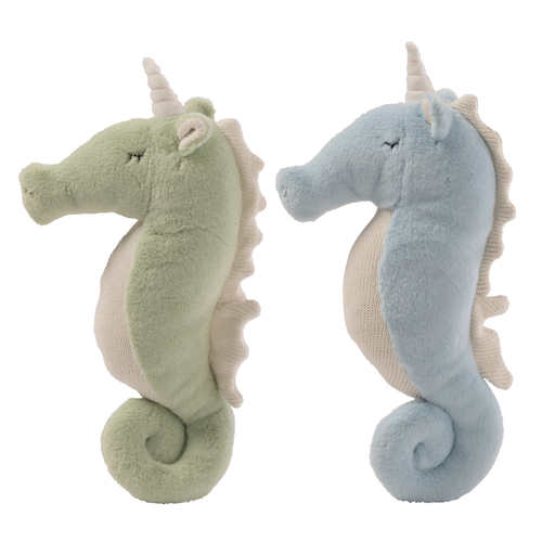 J-Line knuffelbeer Zeepaard - polyester - muntgroen/blauw - set van 2