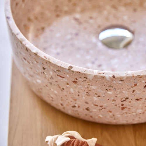 Tikamoon Ronde waskom van roze premium terrazzo ∅ 40 cm - Roze