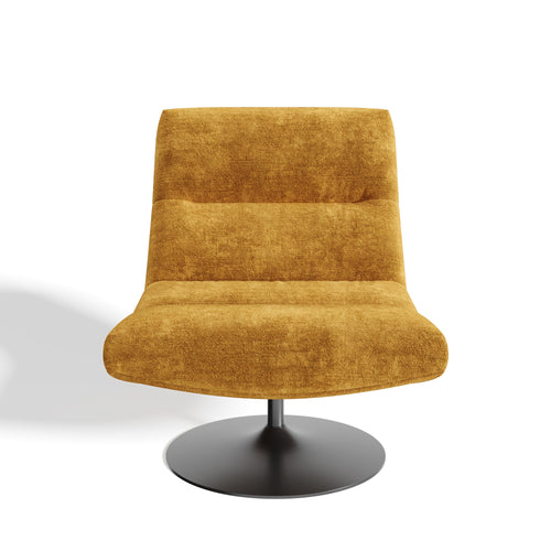 Premium Interiors - Draaistoel ROMA - velours met structuur mosterd 77cm