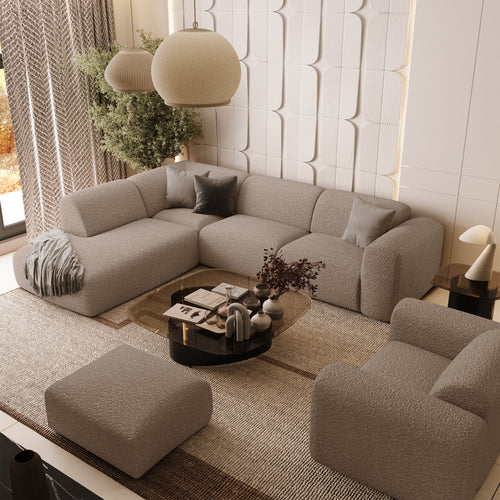 Sia Home - Grote hoekbank, links MYRA - bouclé-stof mol 269cm