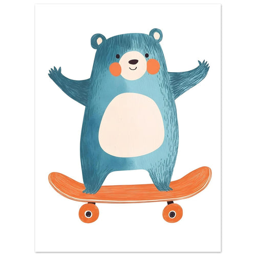 Artfulprints  Skatende beer   poster 30x40 cm - vtwonen shop