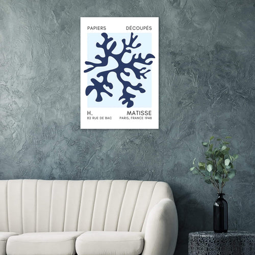 Artfulprints Poster Matisse – Dreamy coral flower navy blue I   - 70x100 cm - Blauw