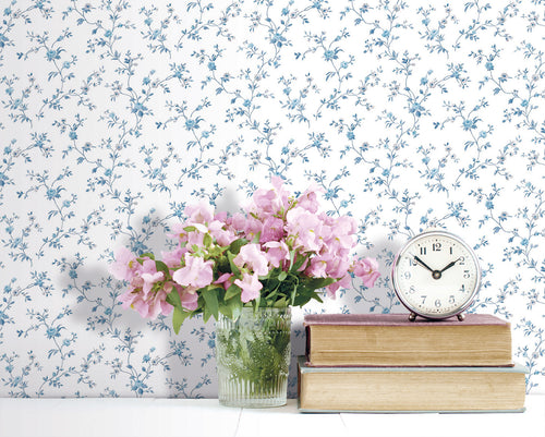 Sanders & Sanders behang bloemetjes blauw en wit - 53 cm x 10 m - 640407 - vtwonen shop