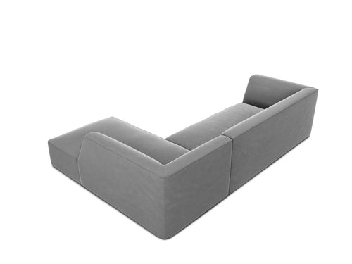 Micadoni rechter hoekbank Ruby 4-zits, flueel, grijs - 180x273x69cm