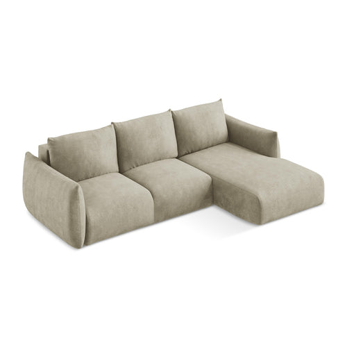 LaMiaSofa hoekbank rechts Savona - chenille stof - beige - 242x162x90