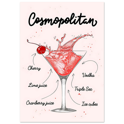 Artfulprints  Cosmopolitan cocktail II – Illustratie   poster 30x40 cm