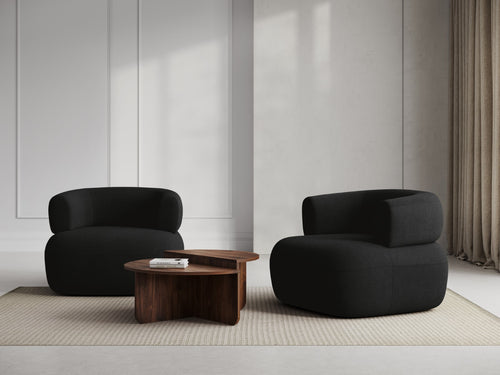 Micadoni Fauteuil Jenny boucle, zwart - 88x90x73cm