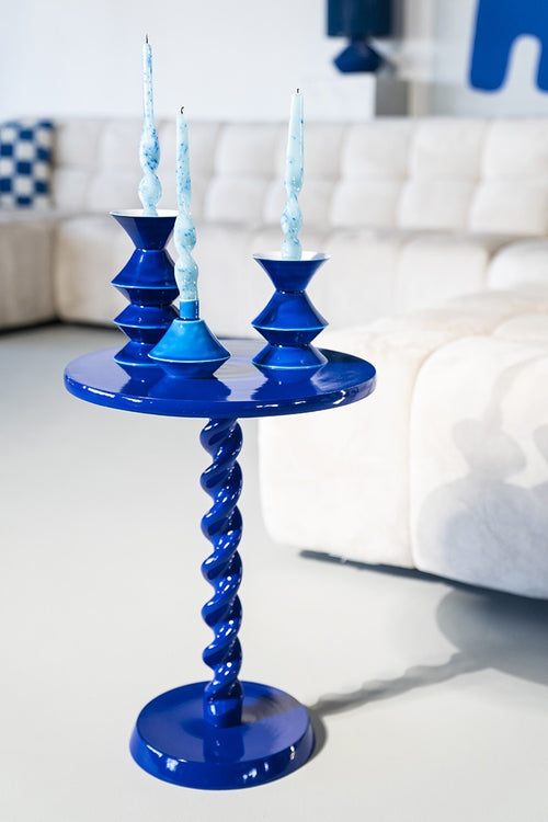 FurniLux Kaarsenhouder set van 3 yack - blauw - 10x10x19 cm - vtwonen shop