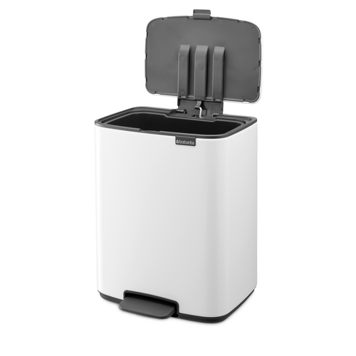 Brabantia Bo Pedaalemmer, 12 liter, stil sluitend, kunststof binnenemmer - White