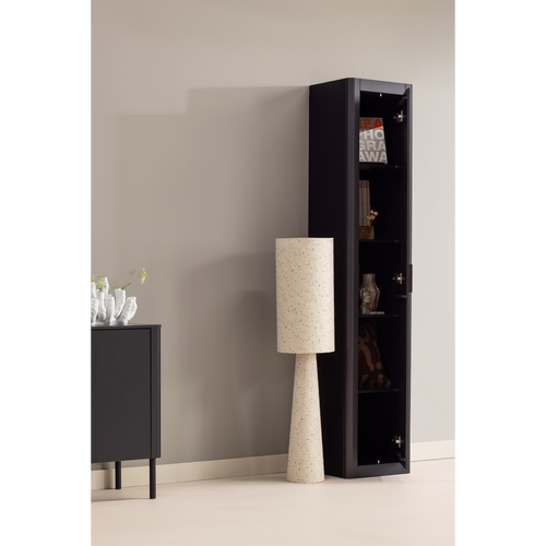 WOOOD smalle hoge kast Gunnar - Grenen - Matzwart - 217x45x39