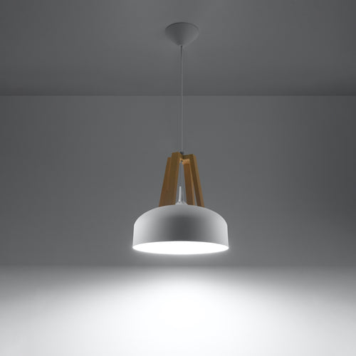 Sollux Lighting Hanglamp CASCO wit/natuurlijk hout - 30x30x85cm