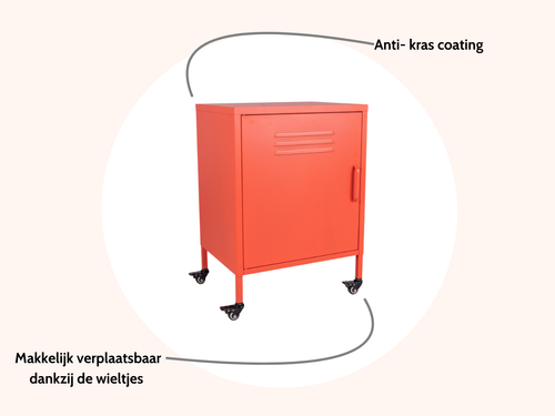 MaximaVida metalen lockerkastje Finn met wieltjes 52 x 40 x 67 cm zacht oranje - vtwonen shop