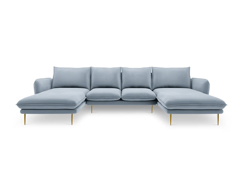 Cosmopolitan Design Panoramische bank Vienna 6-zits, flueel, lichtblauw - 170x350x95cm