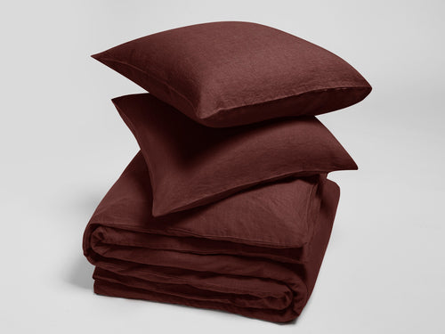 Yumeko dekbedovertrek gewassen linnen rosewood 200x220 + 2/60x70