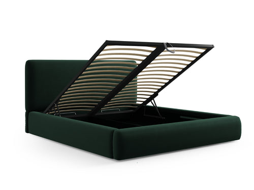 Cosmopolitan Design Opbergbed met hoofdeinde Colonel 140x200cm, flueel, flessengroen - 220x160x100cm