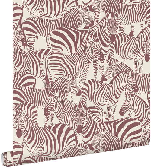 ESTAhome behang zebra's bordeaux rood - 50 x 900 cm - 132214