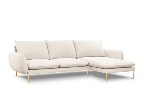 Cosmopolitan Design rechter hoekbank Vienna 5-zits, boucle, beige - 170x255x95cm
