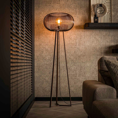 Giga Meubel Vloerlamp Twist Driepoot - Zwart - 1-Lichts - 55x55x170cm