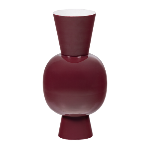 WOOOD vaas 20 cm Auri - Metaal - Hoogglans Wijnrood - 27x20x20