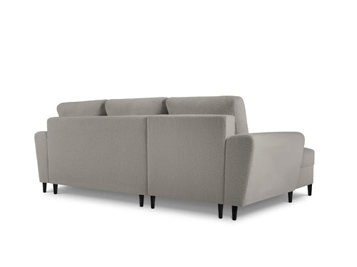 Cosmopolitan Design Uitklapbare hoekbank links met opbergdoos Kyoto 4-zits, boucle, grijs - 145x241x88cm