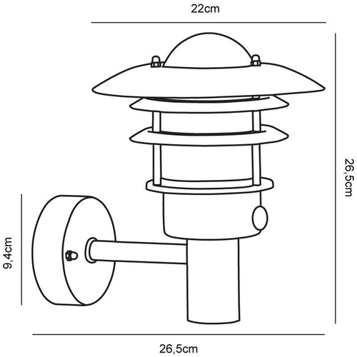 Nordlux Lønstrup Wandlamp Buiten | Sensor | Ø22cm | E27 | IP44 | Verzinkt | Seaside - vtwonen shop